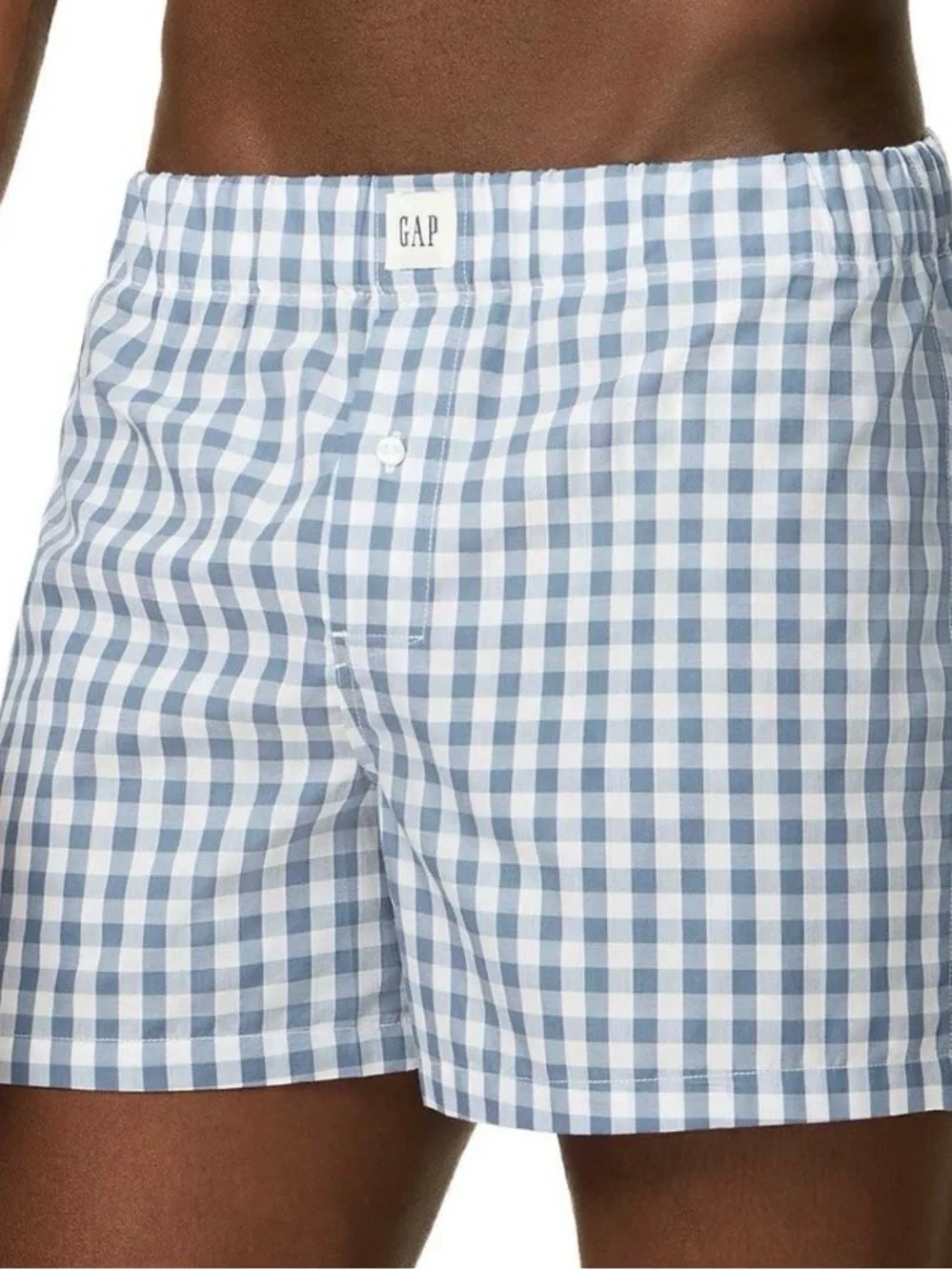 GAP Men's 4-Pack Woven Boxers Red & Blue Plaid Large